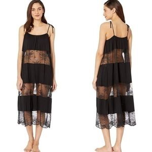 RARE Eberjey Aurora Coquettish Black Lace Gown Honeymoon Wedding Lingerie